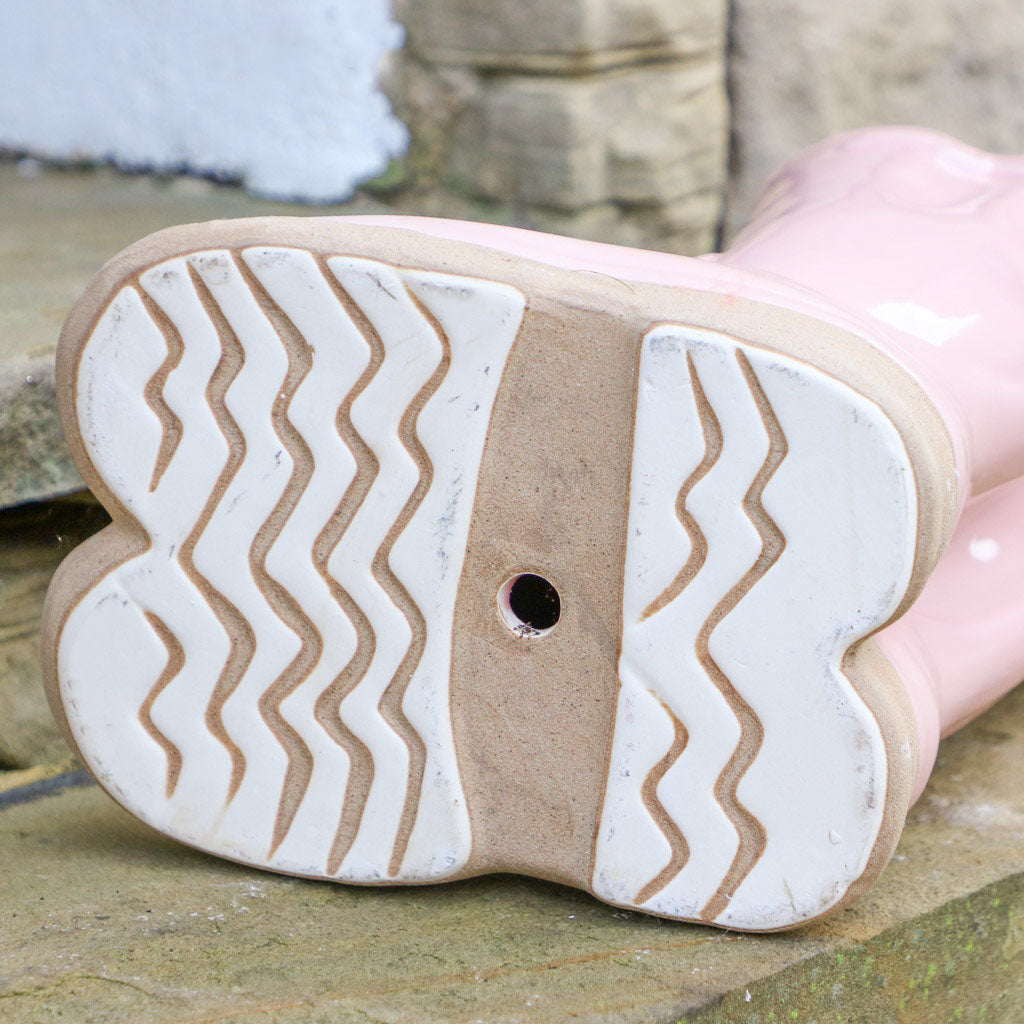 Pots &amp; Planters - Large Pink Welly Boot Planter with Personalised Marker