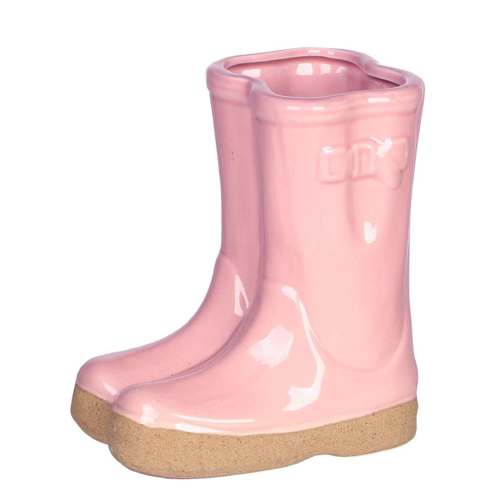 Pots &amp; Planters - Pink Wellington Boots Planter with Personalised Marker