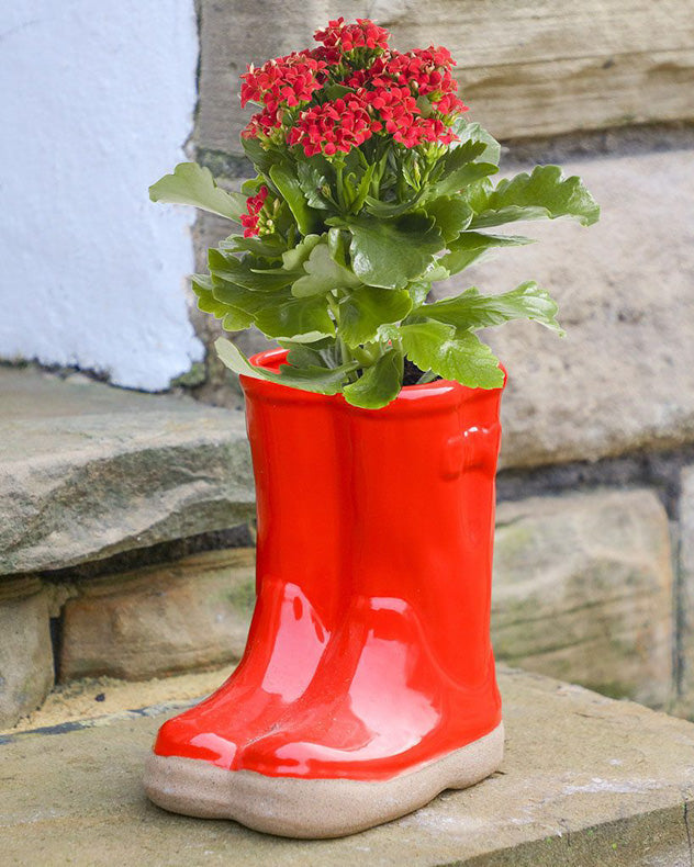 Pots &amp; Planters - Red Wellington Boots Planter