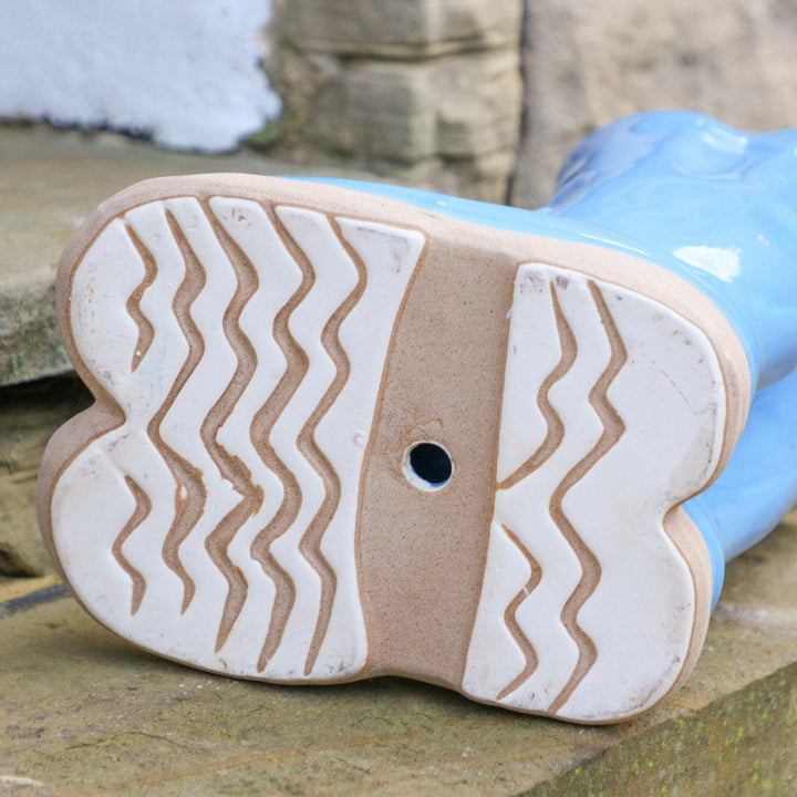 Little and Large Bright Blue Wellington Boot Plant Pots