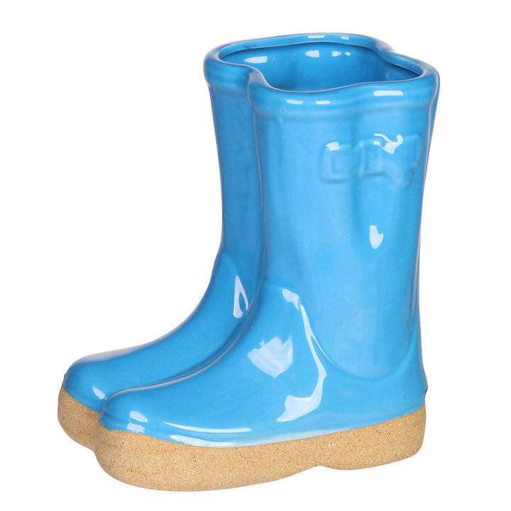 Personalised Bright Blue Welly Boot Plant Pot