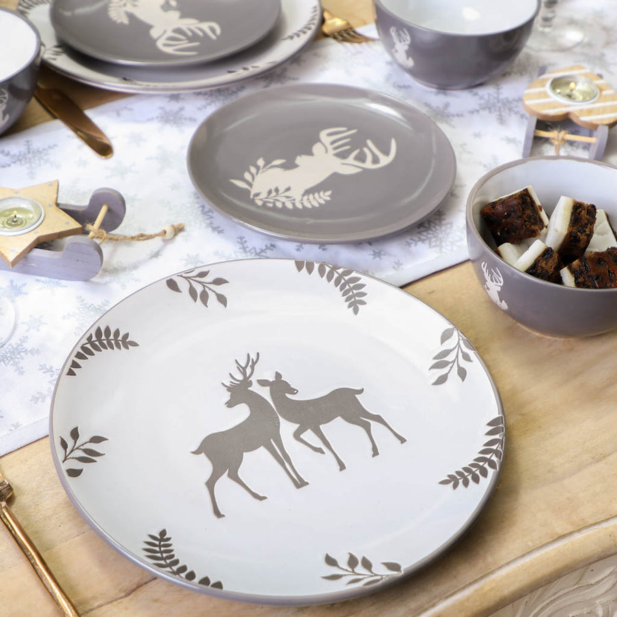 grey stag christmas dinner set