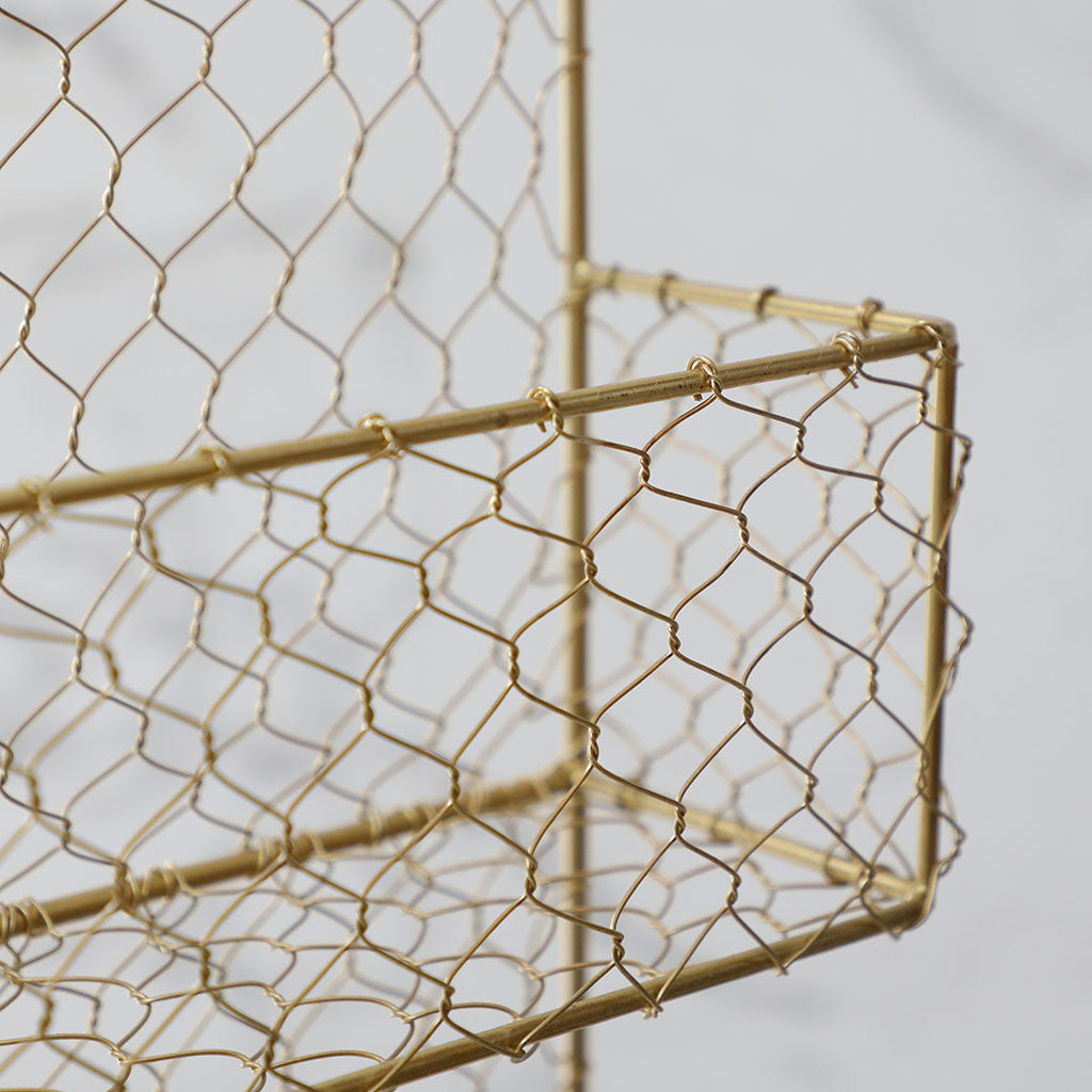 Gold Bathroom Storage Shelf with Hooks