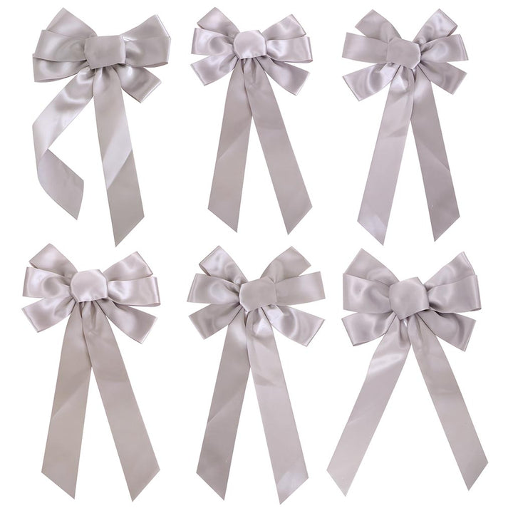 Set of 6 Small Silver Craft Bows