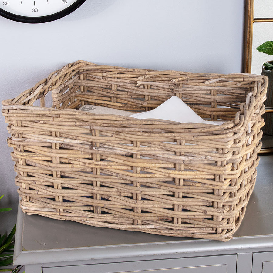 wicker basket with handles