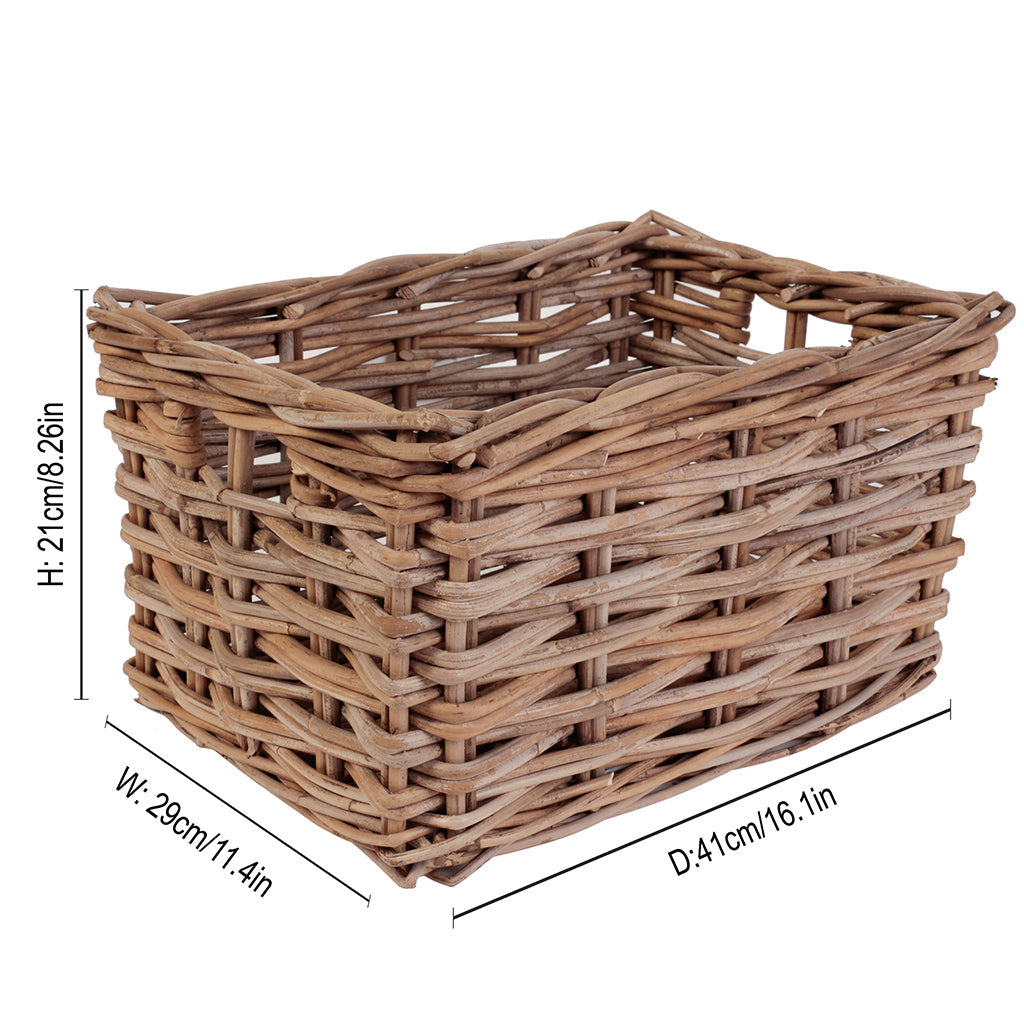 Medium Grey Rattan Storage Basket