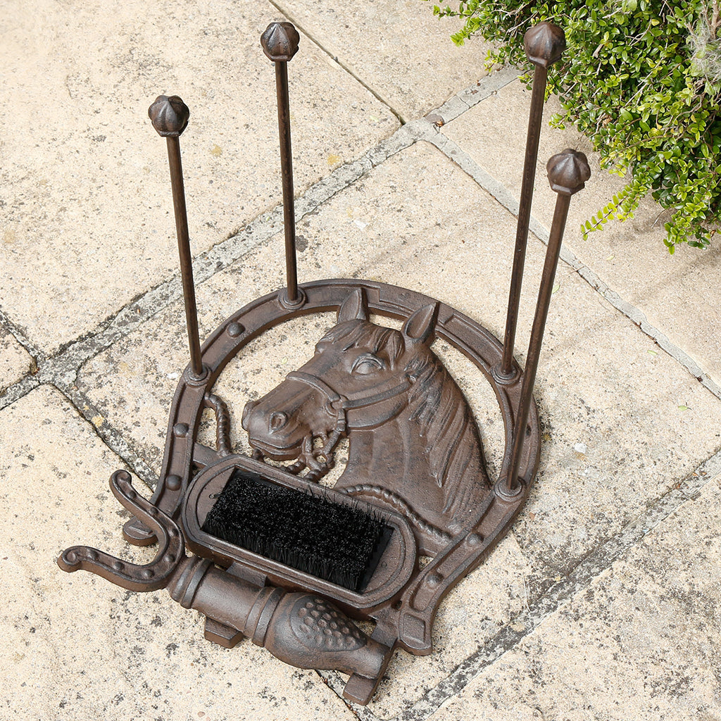 Vintage Iron Horse Boot Rack Jack Brush
