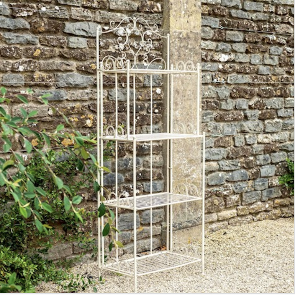 Cream Scrolled Four Tier Plant Rack