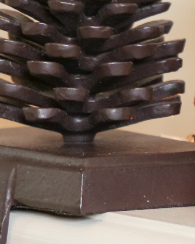 Stocking Holders Set of Four - Cast Iron Pine Cone Christmas Stocking Holder