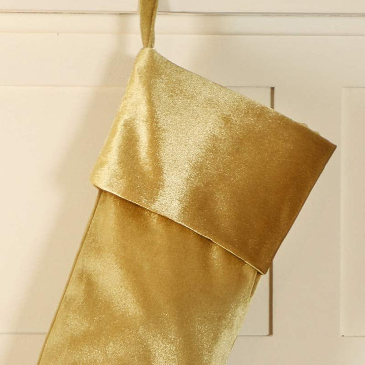 Gold Fabric Christmas Stocking
