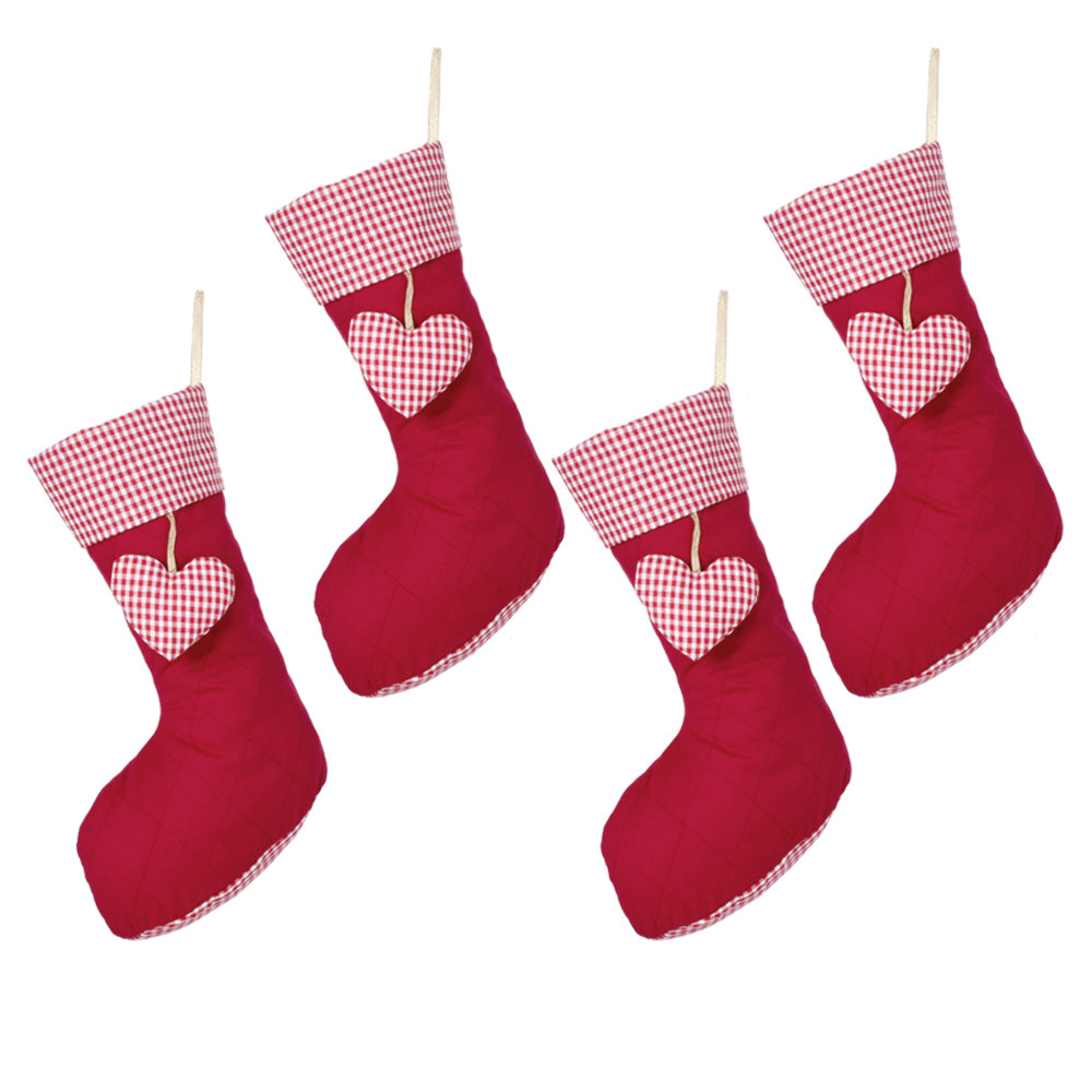 Set of 4 Christmas Gingham Present Sacks