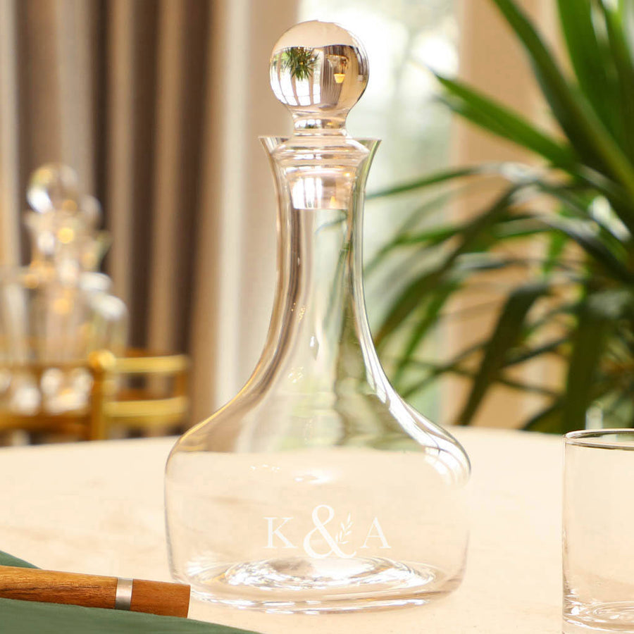 engraved glass decanter