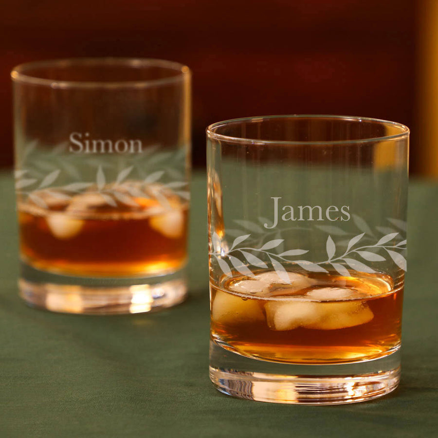 engraved glass tumbler