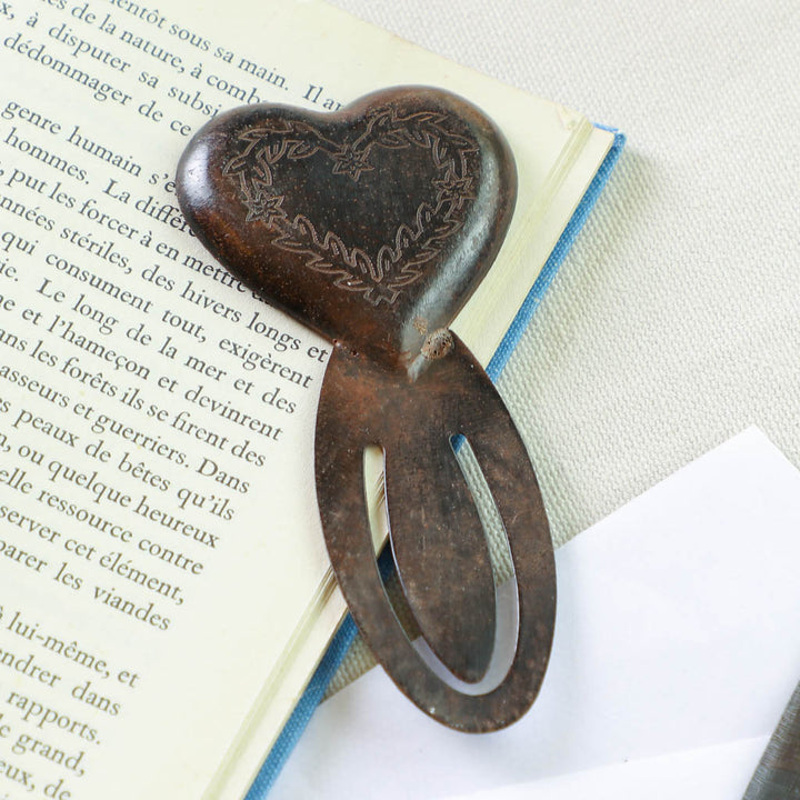 Iron Anniversary Heart Topped Bookmark Clip