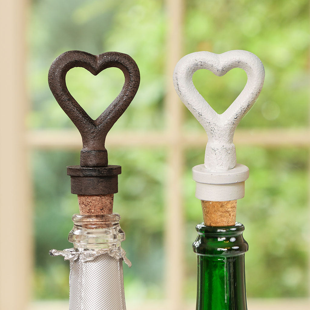 Set of 2 Love Heart Cast Iron Bottle Stoppers