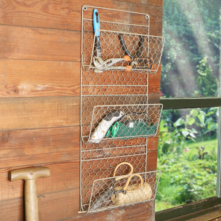 French Grey Wall Mounted Garden Tool Rack