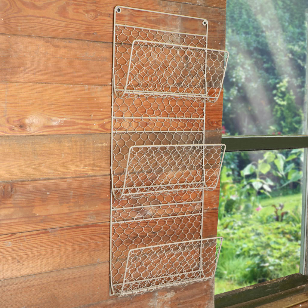 French Grey Wall Mounted Garden Tool Rack