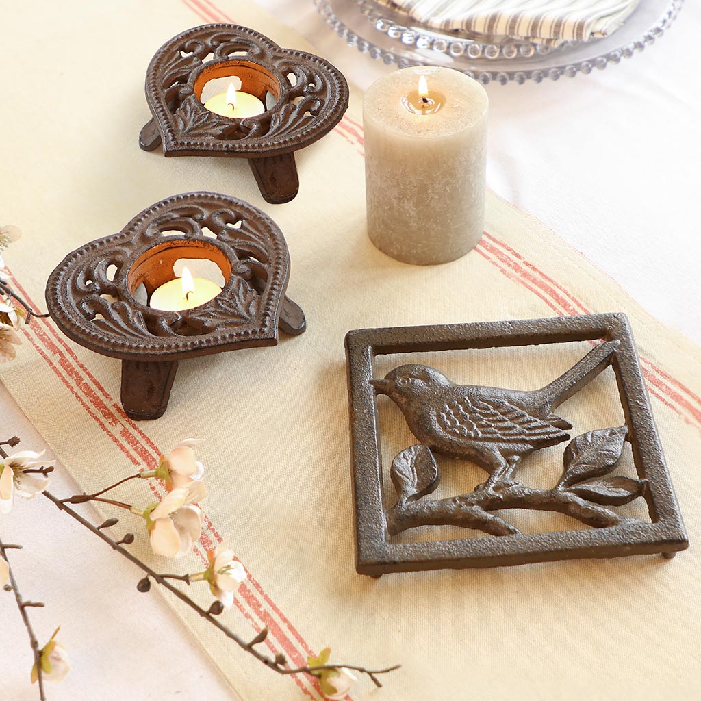 Cast Iron Tealight Holders and Trivet Gift Set