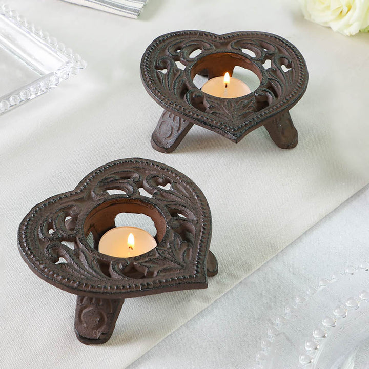 Iron Love Heart Tealight Holders and Trivet Gift Set
