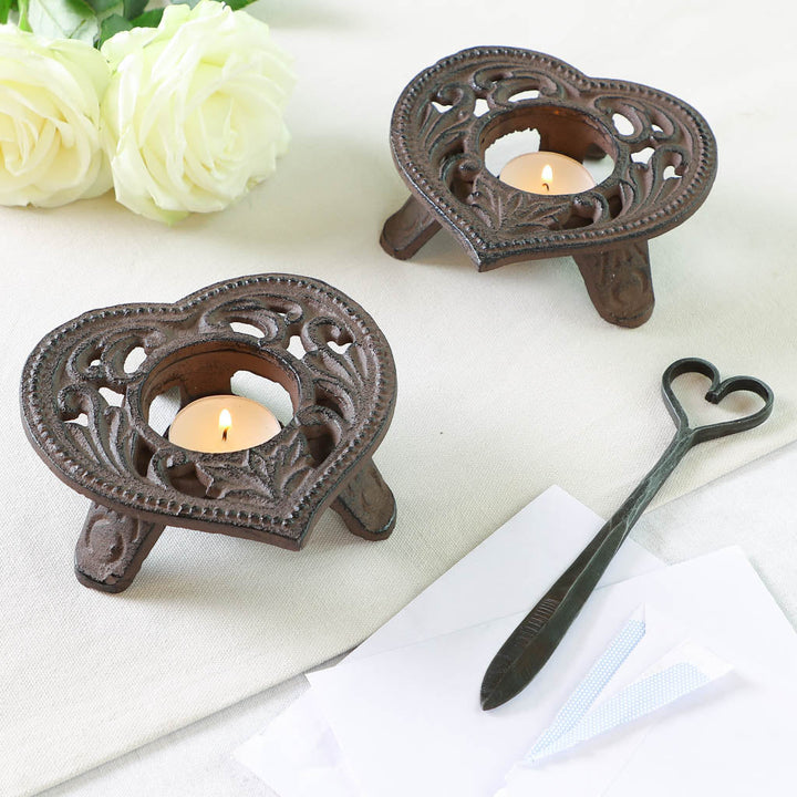 Iron Heart Tealight Holders and Letter Opener Gift Set