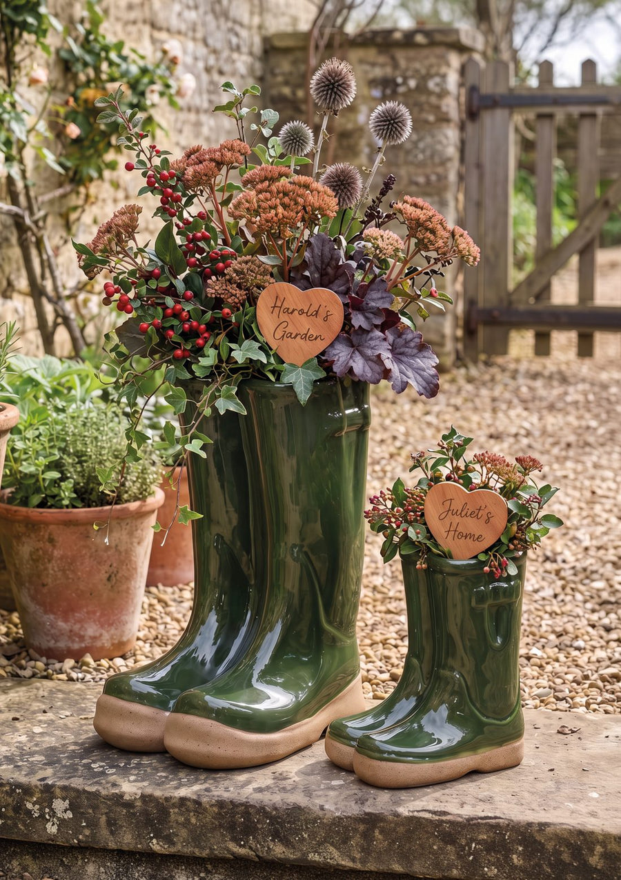 Page 15 of the Dibor Christmas 2026 catalogue, Personalised Welly Planters